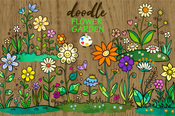 Download Doodle Flower Garden Design Elements - Sign Collection
