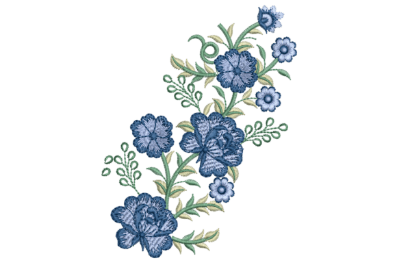 Download Lush Blue Flowers Embroidery Design - Sign Collection