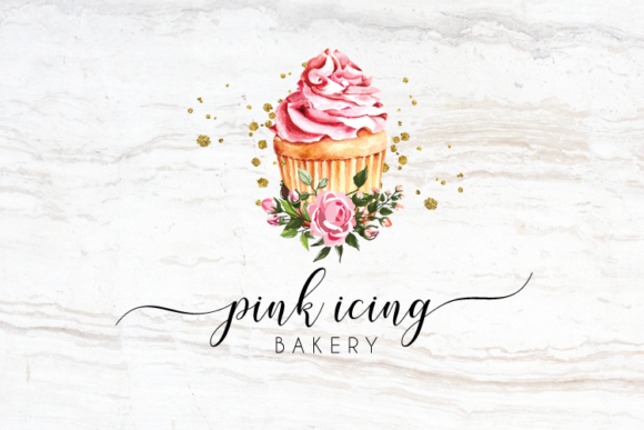 Download Watercolor Pink Cupcake Logo Design - Sign Collection