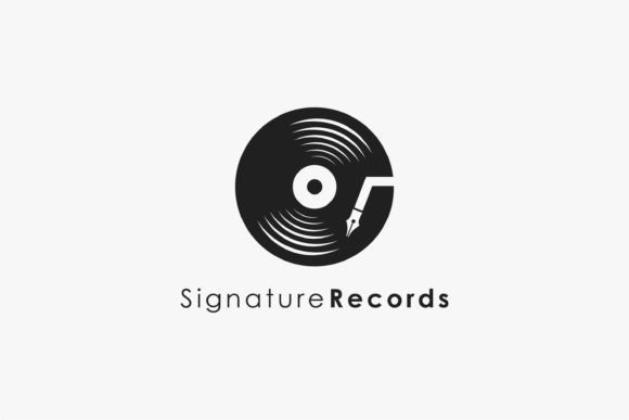 Download Music Disc Pen Signature Logo Icon - Sign Collection