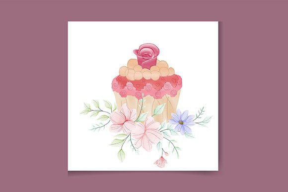 Download Watercolor Pink Cupcake Logo Design - Sign Collection