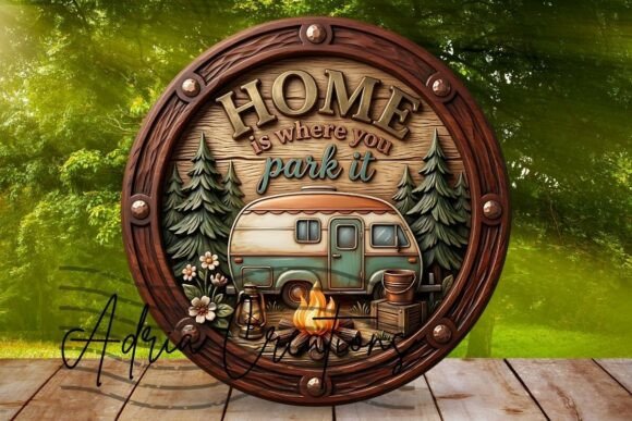 Download Camping Door Sign, Round Wind Spinner - Sign Collection