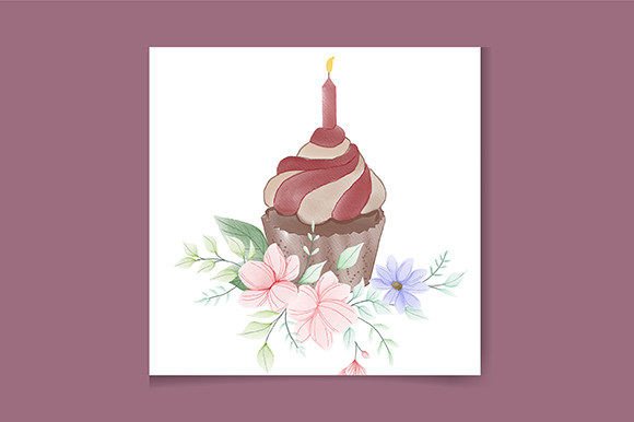 Download Watercolor Pink Cupcake Logo Design - Sign Collection