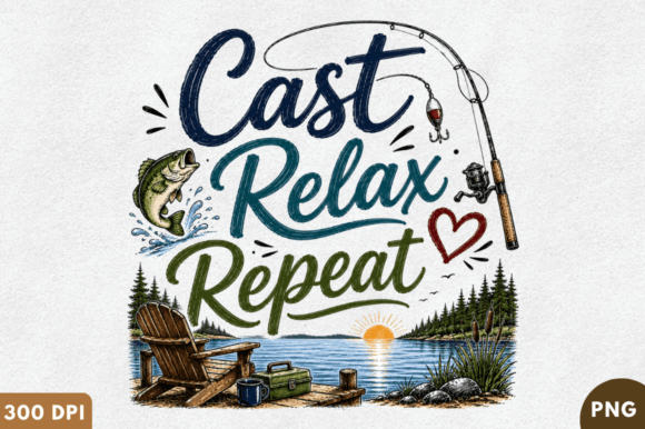 Download Cast Relax Repeat PNG T-Shirt Design - Sign Collection