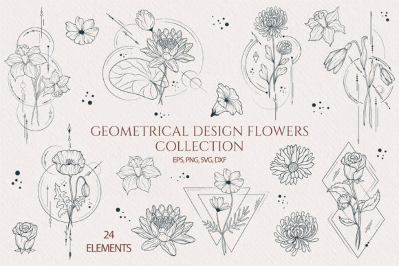 Download Geometrical Design Birth Month Flowers - Sign Collection