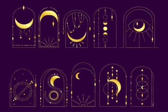 Download Bohemian Arch Gold Set Esoteric Design - Sign Collection