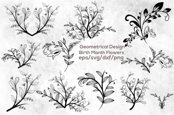 Download Geometrical Design Birth Month Flowers - Sign Collection