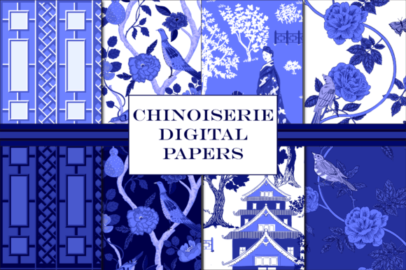 Download Blue and White Asian Designs Patterns - Sign Collection