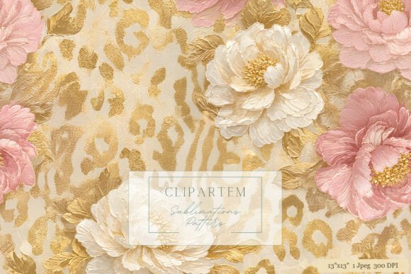 Download Pink Gold Leopard Floral Pattern Design - Sign Collection