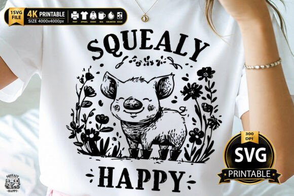 Download Squealy Happy Cute Pig Floral Design - Sign Collection