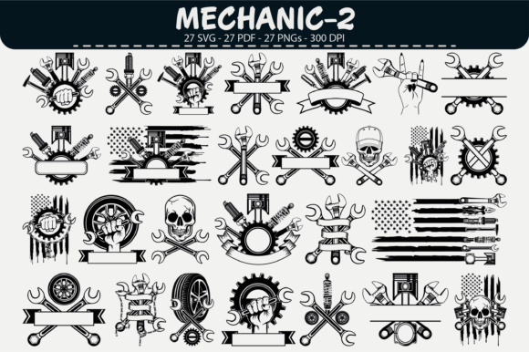 Download Mechanic Emblem Vector Set – 27 Designs - Sign Collection