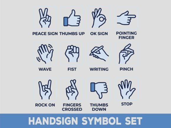 Download Minimalist Hand Signs Symbol Set SVG - Sign Collection