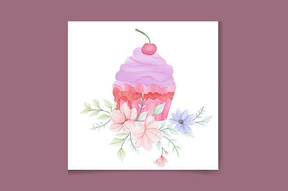 Download Watercolor Pink Cupcake Logo Design - Sign Collection