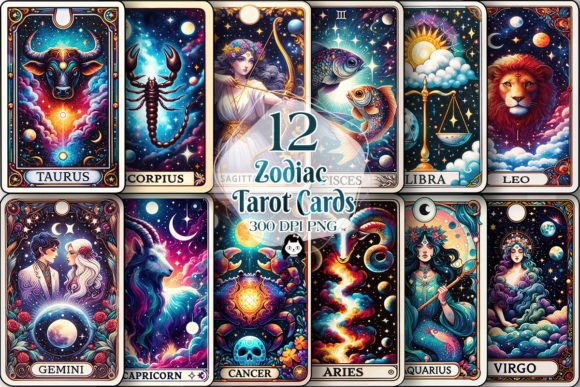 Download Zodiac Sign Tarot Cards Sublimation - Sign Collection