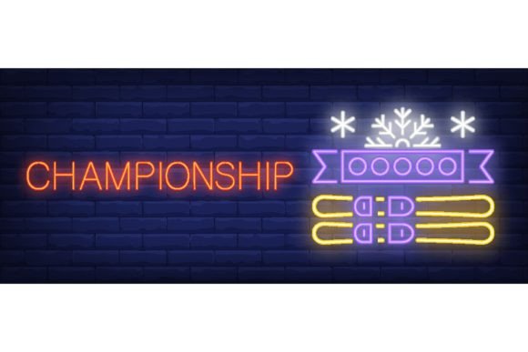Download Championship Neon Sign. Glowing Inscript - Champion Collection