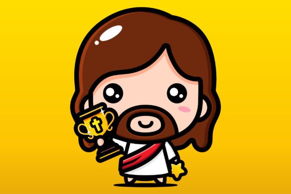 Download Cute Jesus with Championship Trophy - Champion Collection