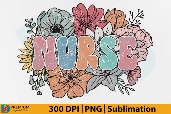 Download Retro Nurse PNG, Floral Flower Design - Premium Resources